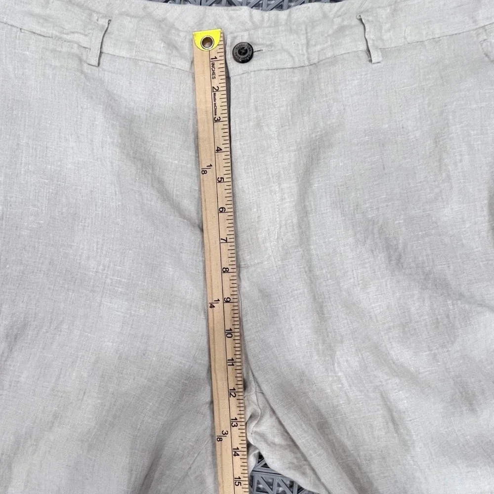 Tasso Elba Island Linen Pants Mens 36x28 Beige Flat Front Straight Leg Trousers
